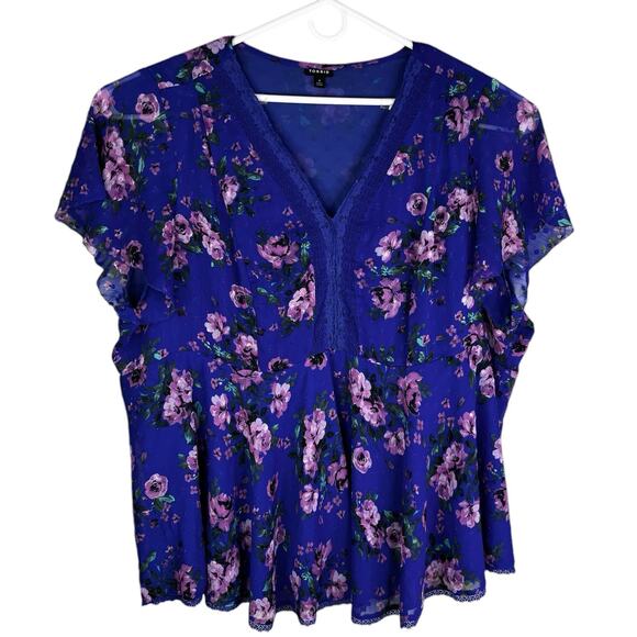 Torrid Top Shirt 4 V-Neck Floral Peplum Whimsgoth Cottagecore Fairy 4X 26 - Picture 1 of 10